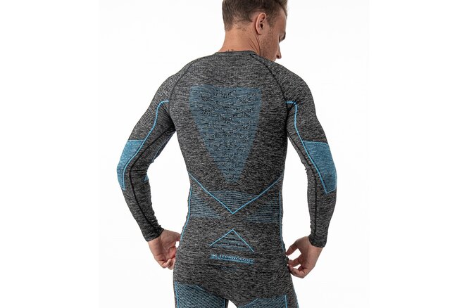 X-BIONIC Men Energy Accumulator 4.0 Melange Shirt LG SL grey dark... grey melange/blue