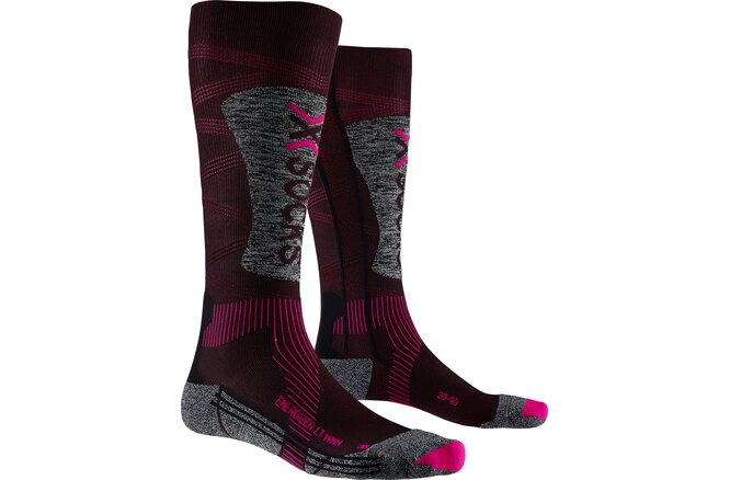 X-SOCKS Women Ski Energizer LT 4.0 black/fluo pink/stone grey... melange